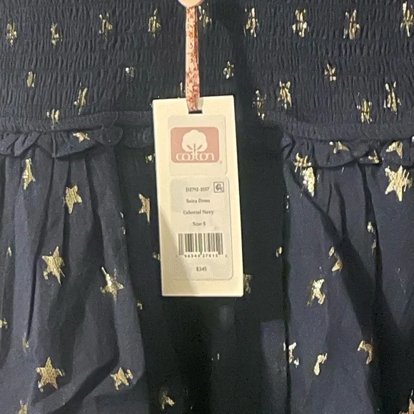 Navy Blue Dress with Gold Star Accents